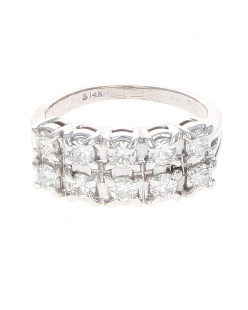 2 Row Diamond Ring in White Gold