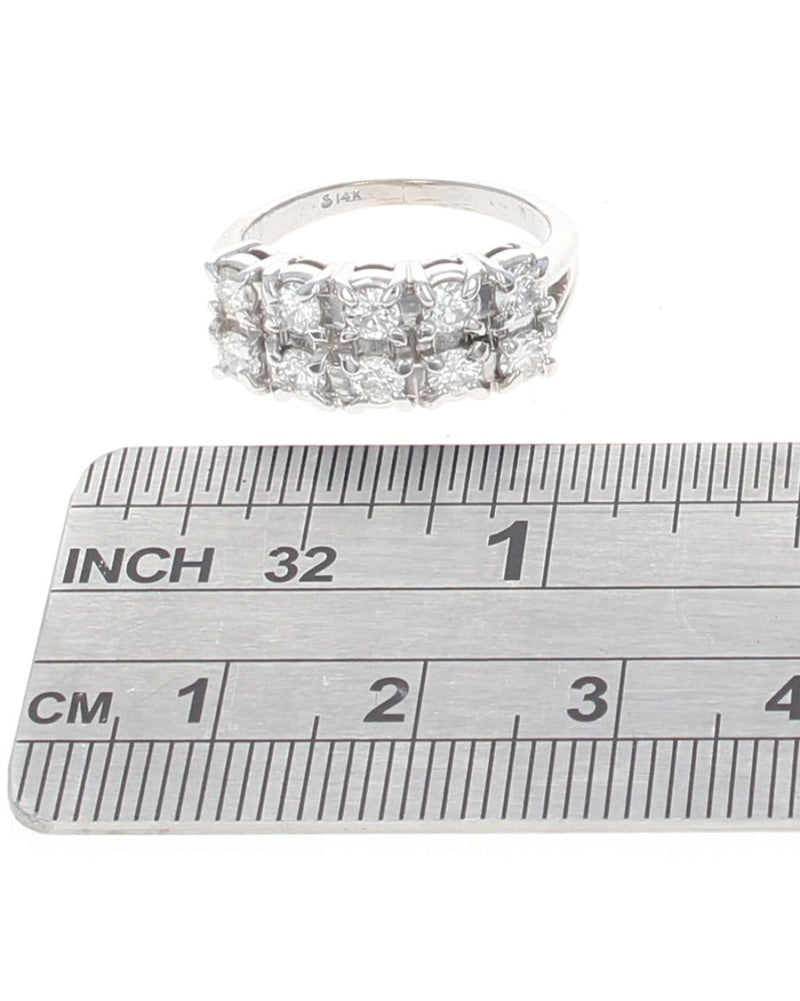 2 Row Diamond Ring in White Gold