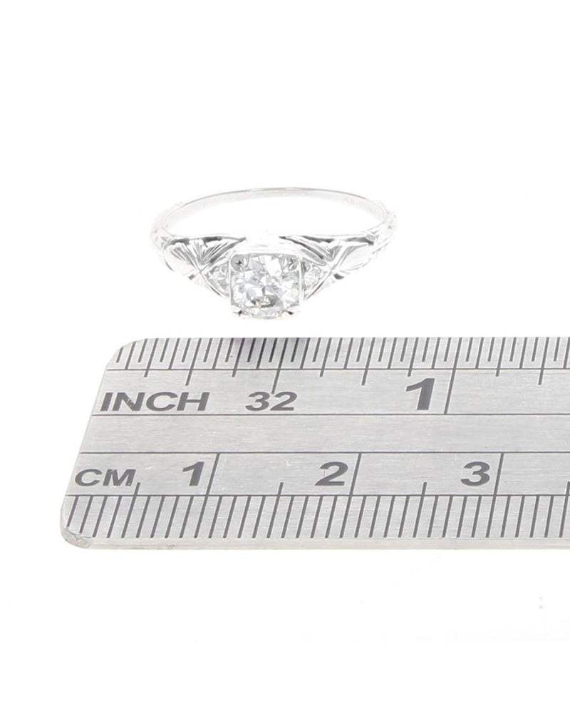 Vintage Diamond Engagement Ring in White Gold