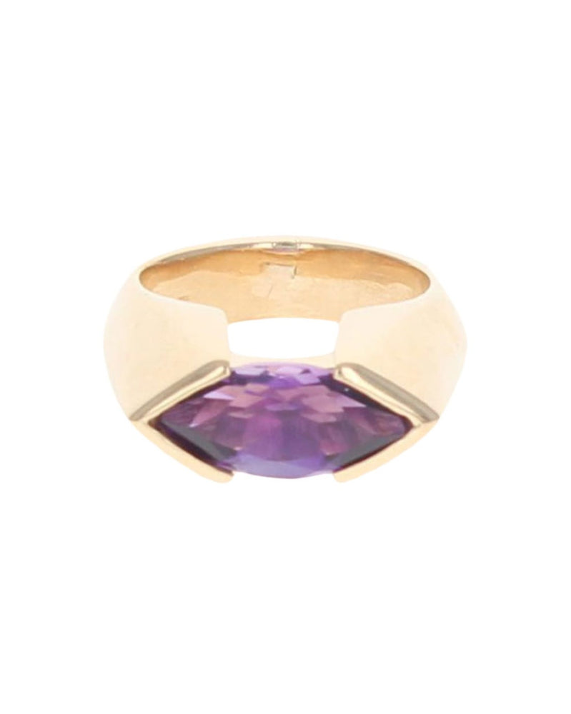 Marquise Shaped Amethyst Ring in Yellow Gold
