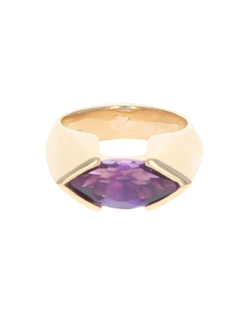 Marquise Shaped Amethyst Ring in Yellow Gold