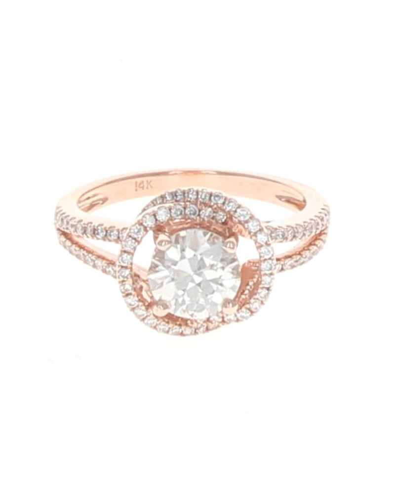 Diamond Halo Crossover Ring in Rose Gold