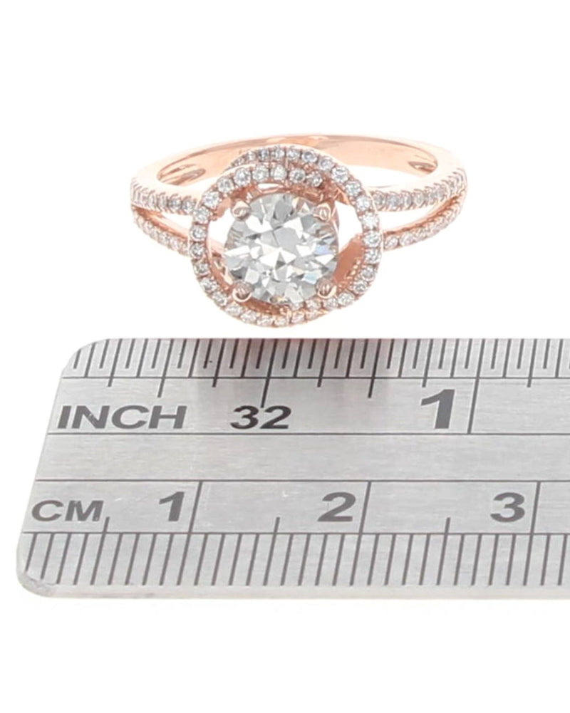 Diamond Halo Crossover Ring in Rose Gold