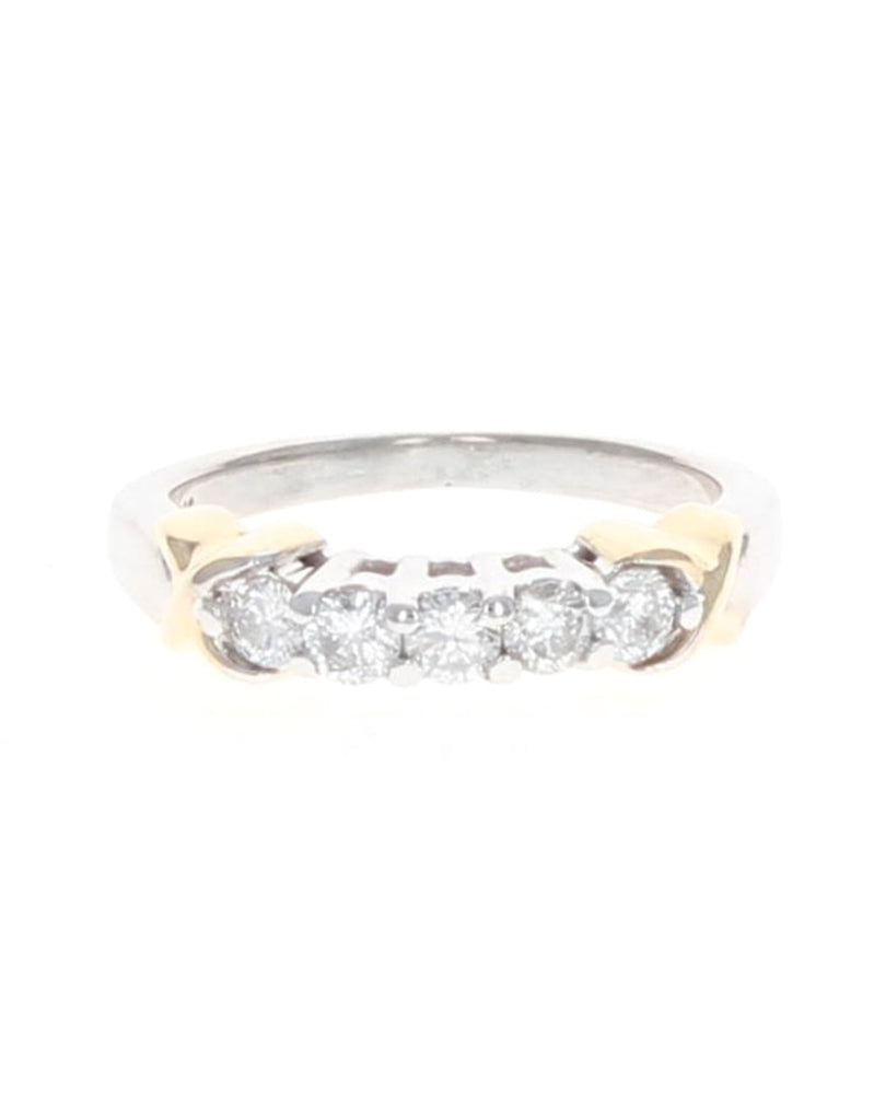 5 Stone Diamond Ring in White and Yellow Gold
