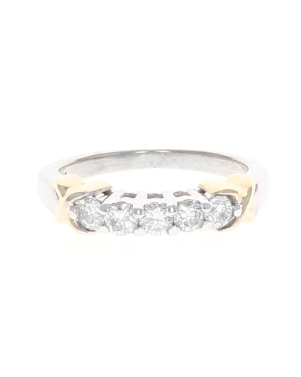 5 Stone Diamond Ring in White and Yellow Gold