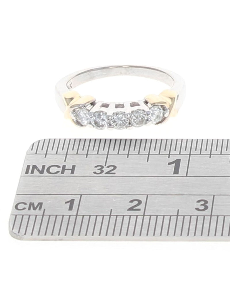 5 Stone Diamond Ring in White and Yellow Gold