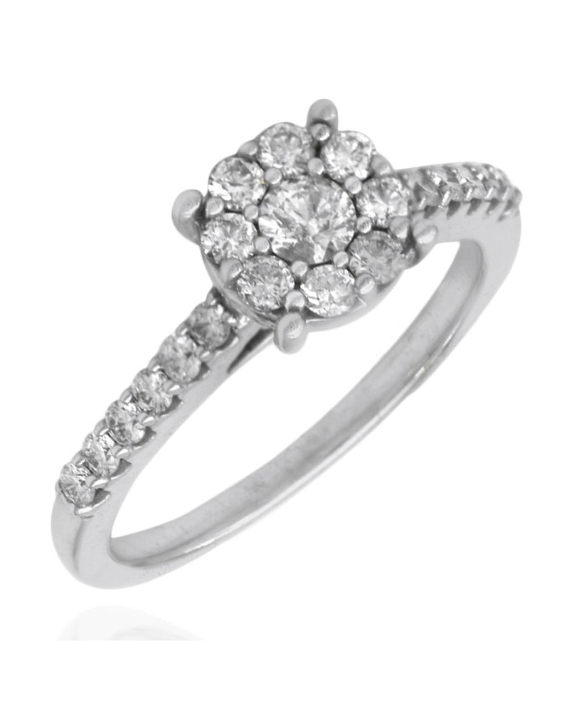 Diamond Halo Engagement Ring in White Gold