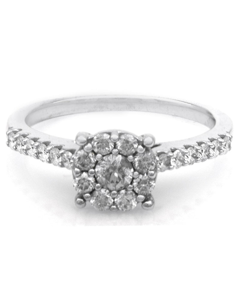 Diamond Halo Engagement Ring in White Gold