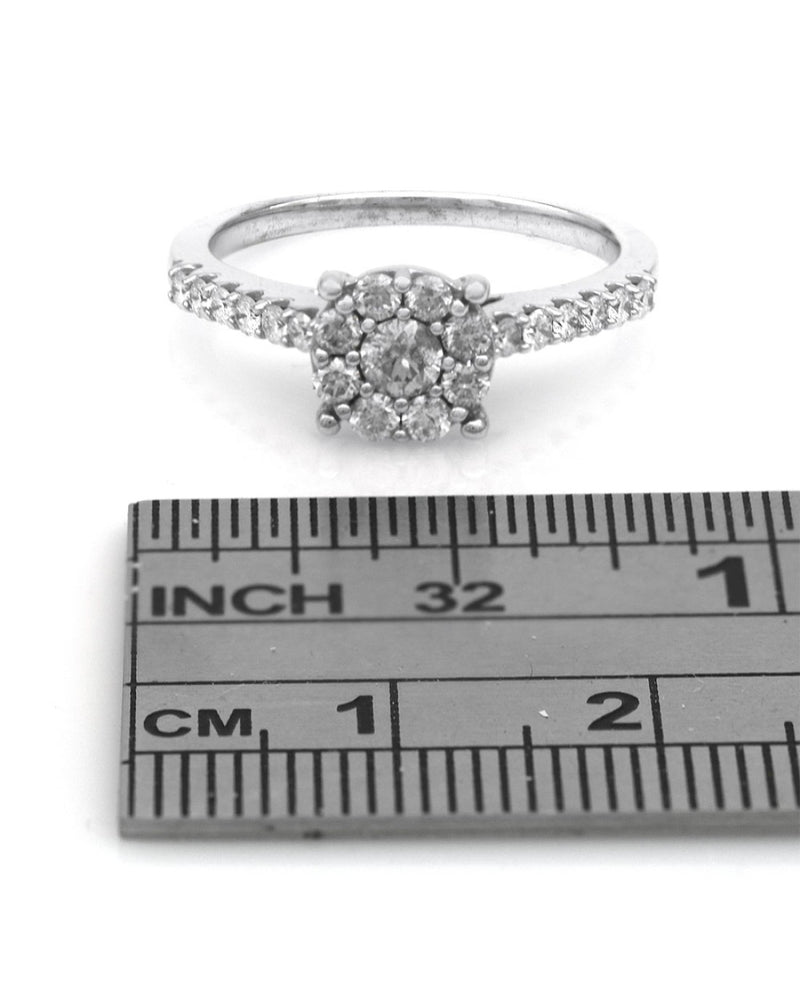 Diamond Halo Engagement Ring in White Gold