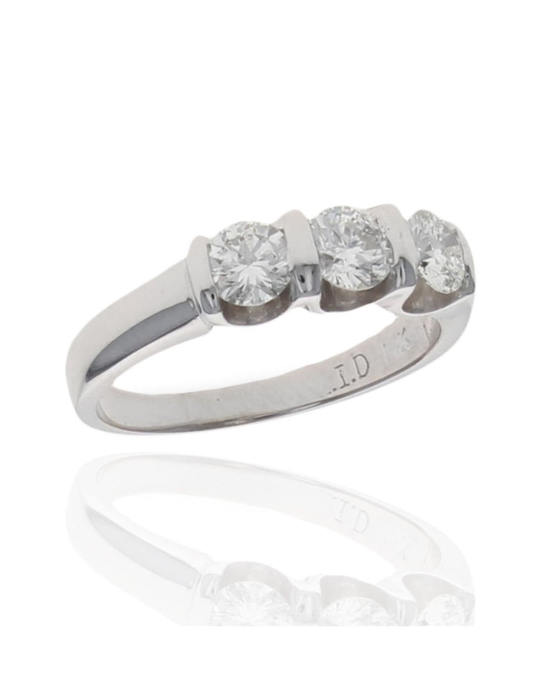 3 Stone Diamond Band in White Gold