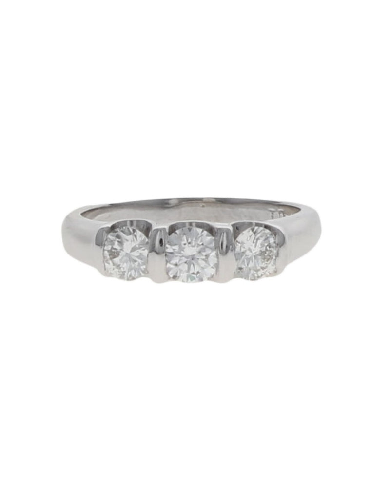 3 Stone Diamond Band in White Gold