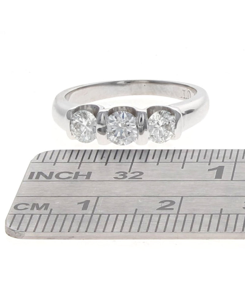 3 Stone Diamond Band in White Gold