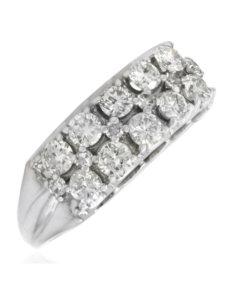 2 Row Diamond Ring in White Gold