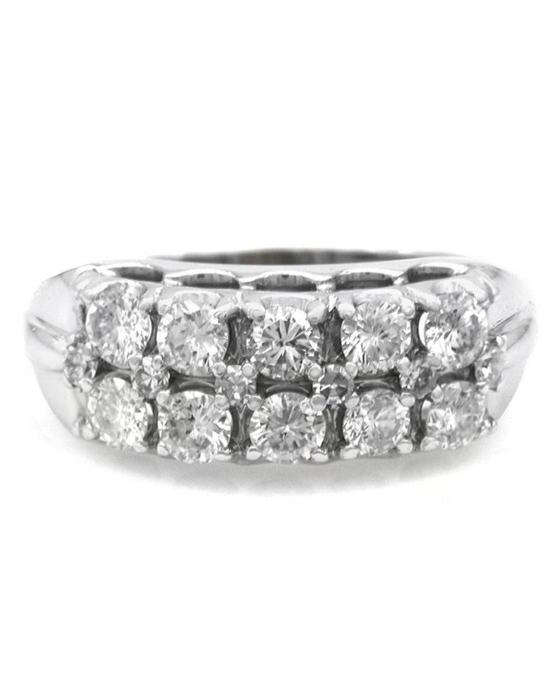 2 Row Diamond Ring in White Gold