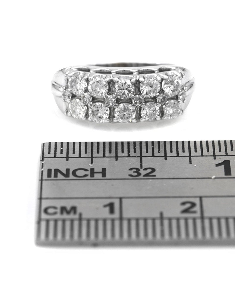 2 Row Diamond Ring in White Gold