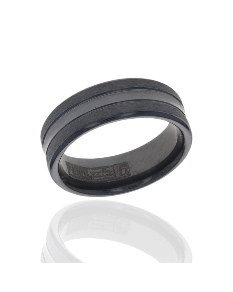 Gentlemen's Convex Center Cut Comfort Fit Band in Black Titanium