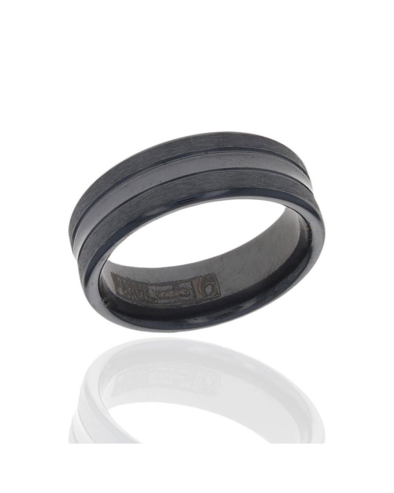 Gentlemen's Convex Center Cut Comfort Fit Band in Black Titanium