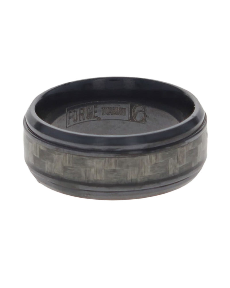 Gentlemen's Beveled Edge Comfort Fit Band in Black Titanium and Grey Carbon Fiber