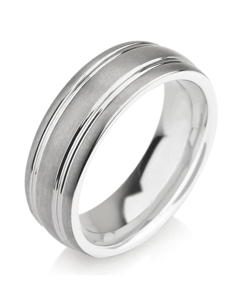 Gentlemen's Double Center Cut Comfort Fit Band in Tungsten