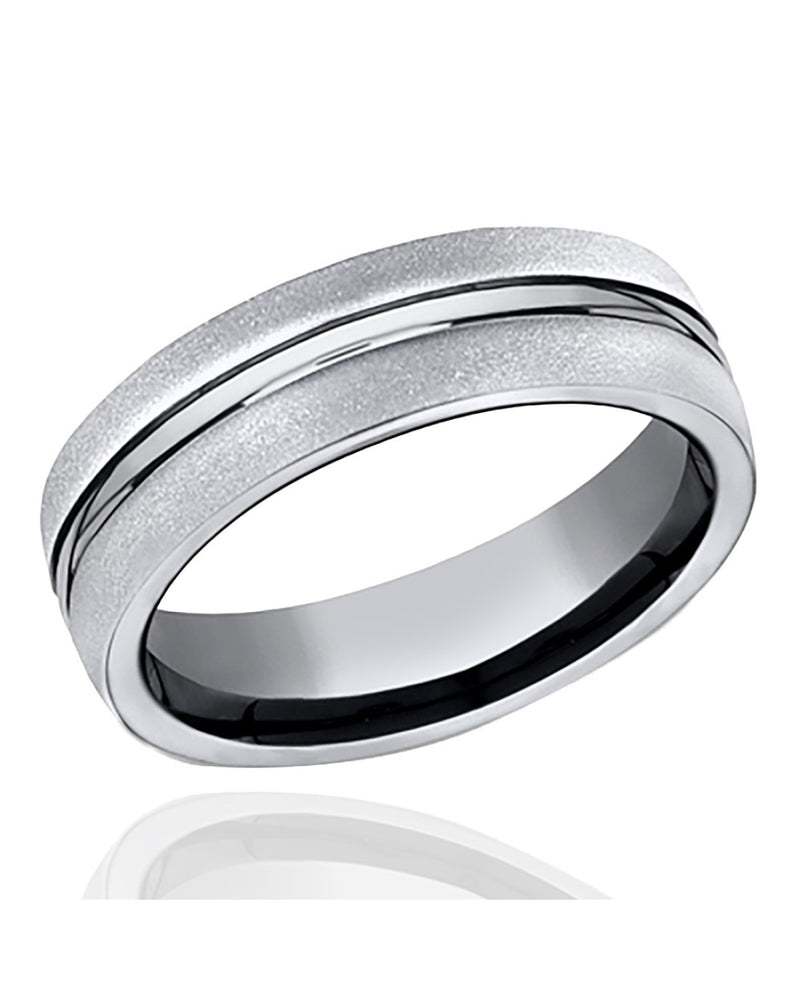 Gentlemen's Center Cut Comfort Fit Band in Grey Titanium