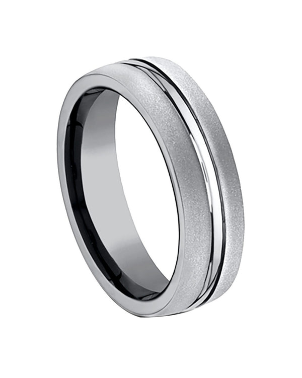 Gentlemen's Center Cut Comfort Fit Band in Grey Titanium