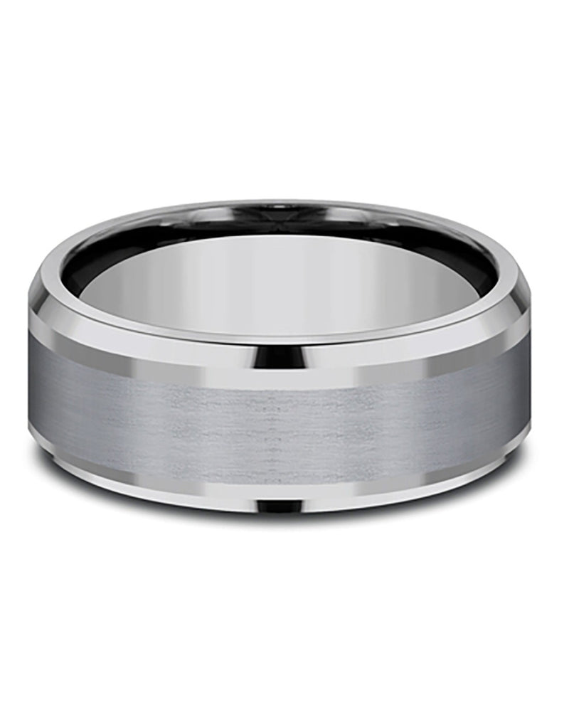 Gentlemen's Beveled Edge Comfort Fit Band in Grey Titanium