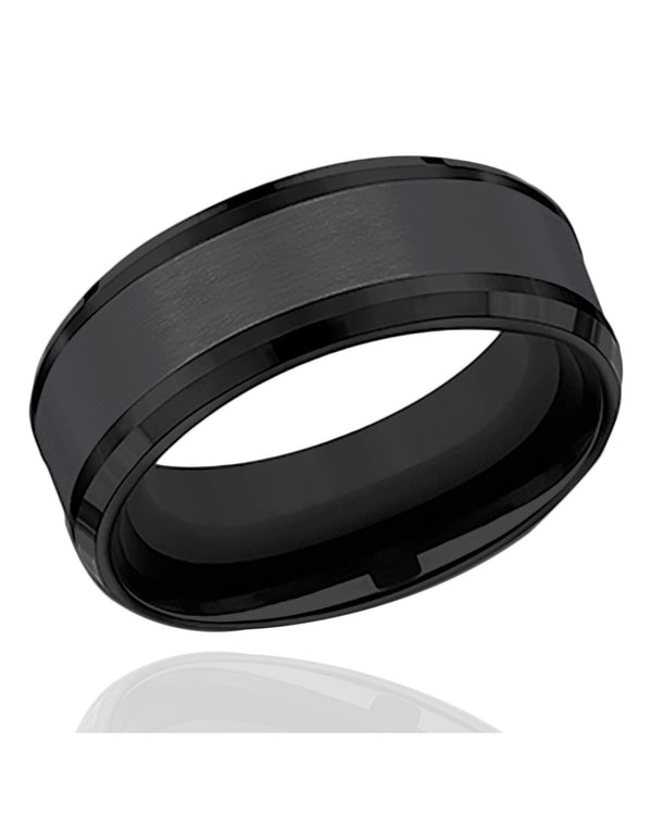 Gentlemen's Beveled Edge Comfort Fit Band in Black Titanium