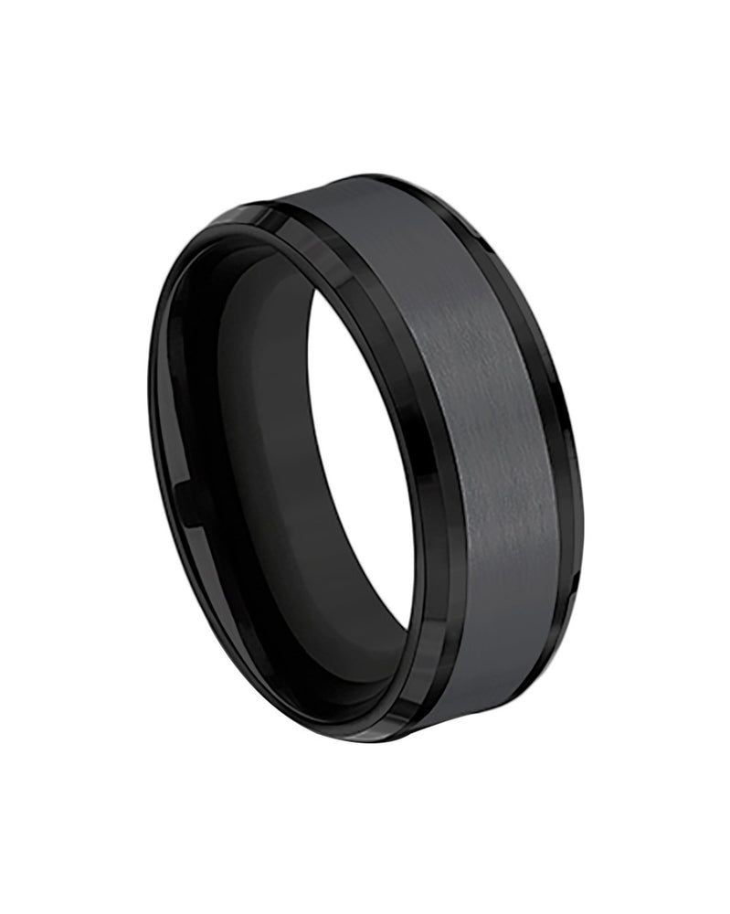 Gentlemen's Beveled Edge Comfort Fit Band in Black Titanium