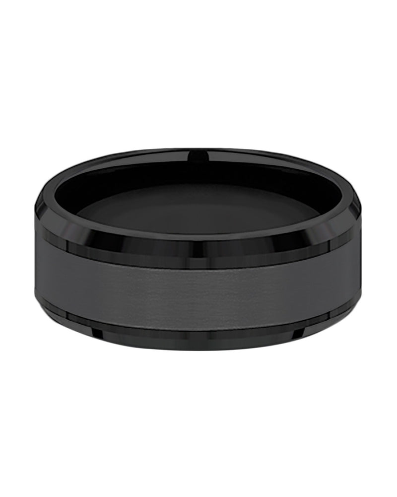 Gentlemen's Beveled Edge Comfort Fit Band in Black Titanium