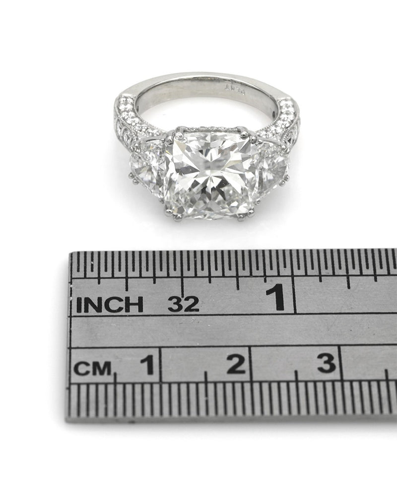 GIA Certified 6.84ct Cushion Cut Diamond Solitaire Ring in Platinum