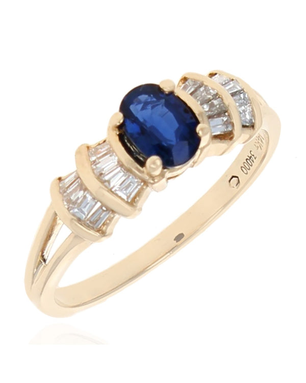 Sapphire and Diamond Open Shank Ring