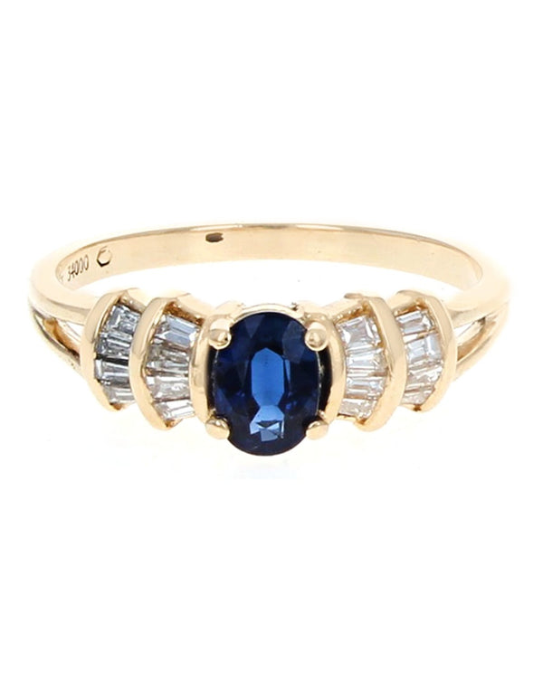 Sapphire and Diamond Open Shank Ring