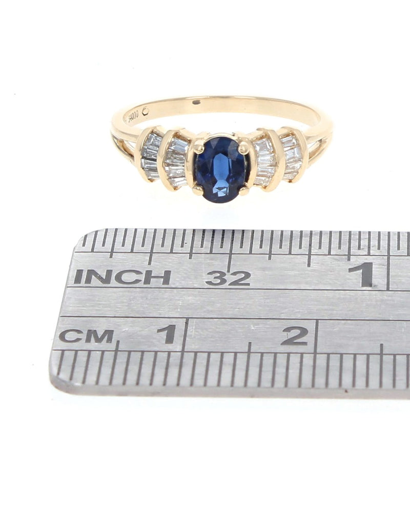 Sapphire and Diamond Open Shank Ring