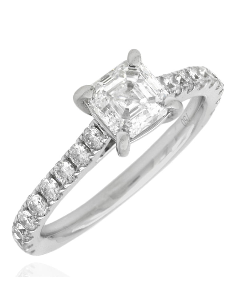 GIA Certified 1.01ct SQ.Emerald Cut Diamond Solitaire Ring in 18KW