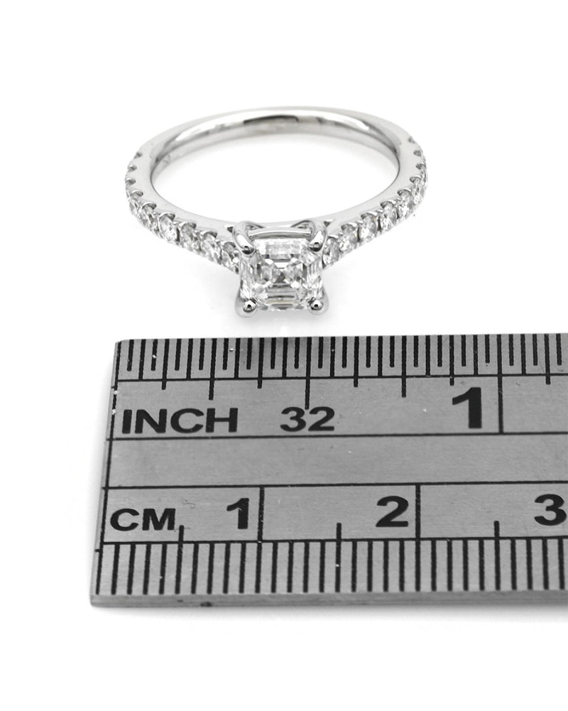 GIA Certified 1.01ct SQ.Emerald Cut Diamond Solitaire Ring in 18KW