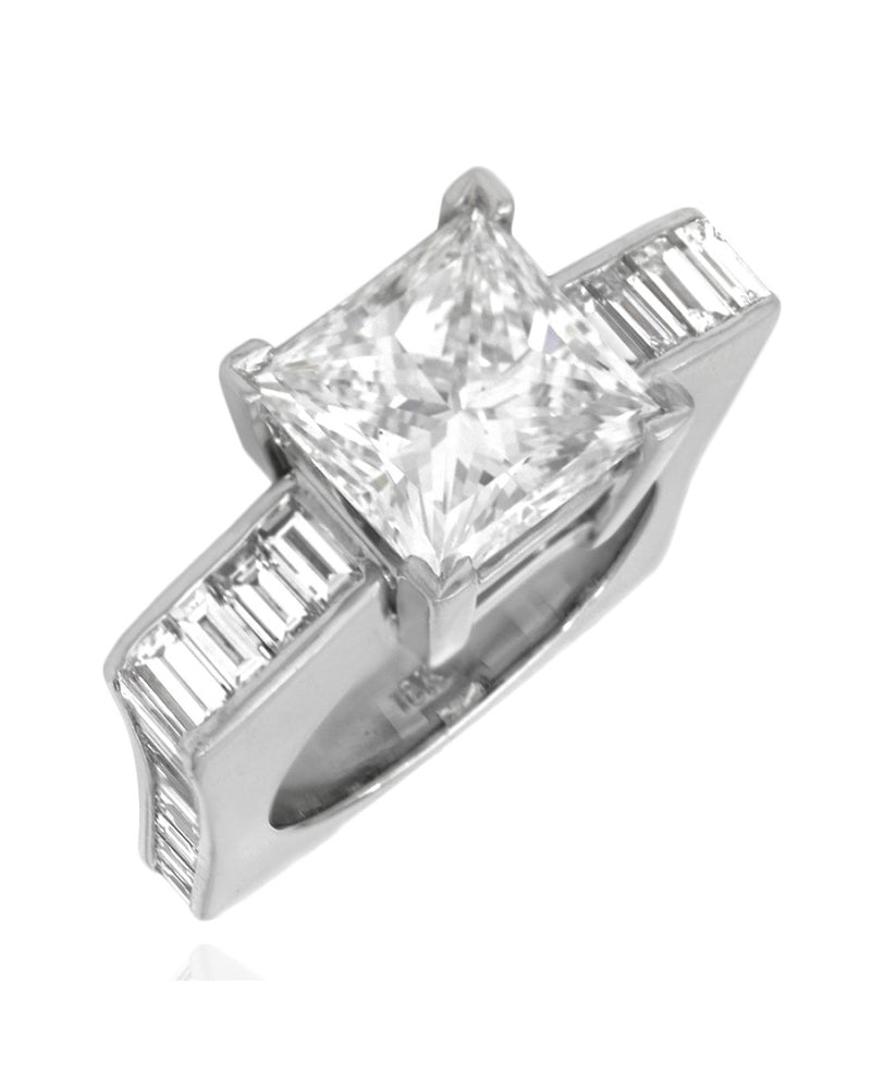 GIA Certified Princess Cut Diamond Solitaire Ring in 18KW