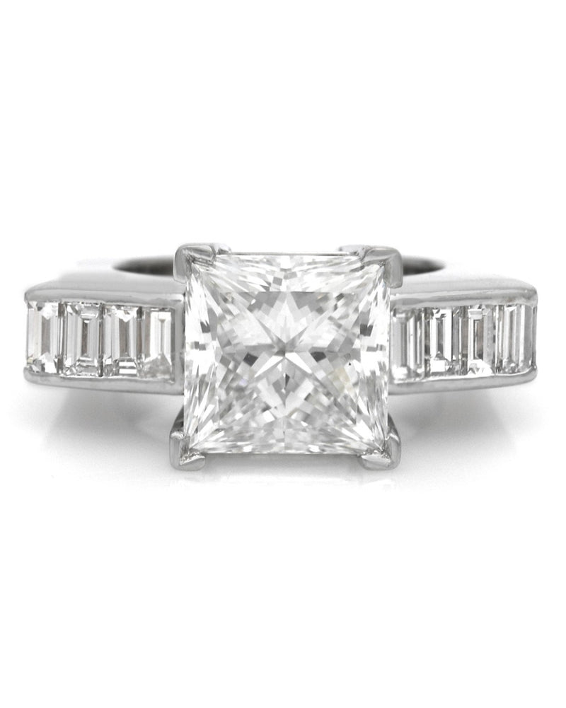 GIA Certified Princess Cut Diamond Solitaire Ring in 18KW