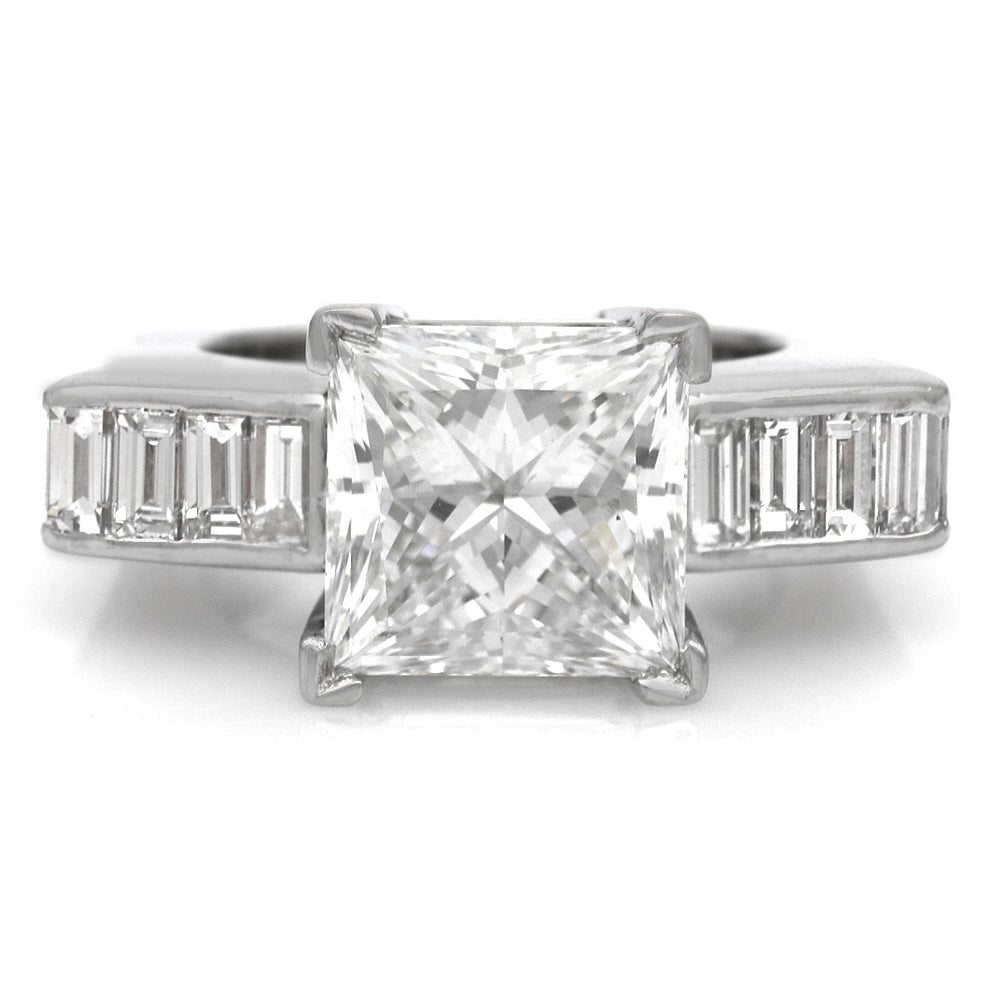 GIA Certified Princess Cut Diamond Solitaire Ring in 18KW