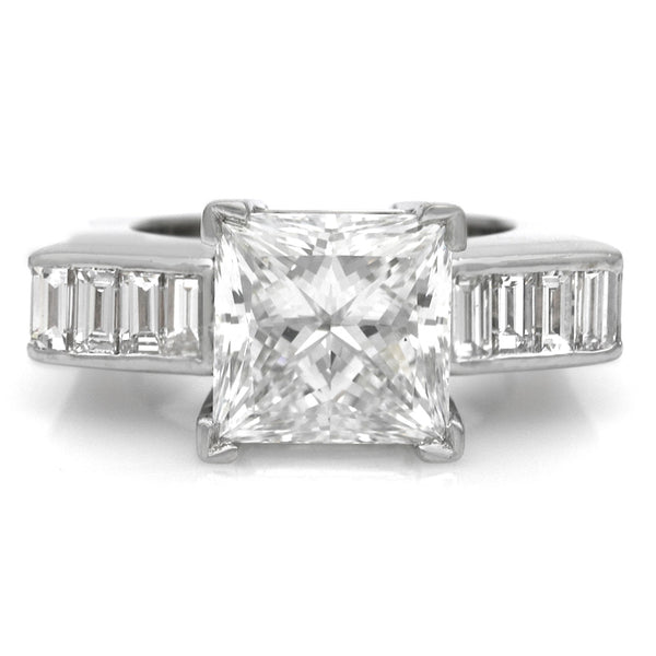 GIA Certified Princess Cut Diamond Solitaire Ring in 18KW