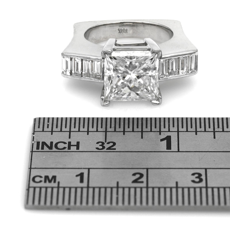 GIA Certified Princess Cut Diamond Solitaire Ring in 18KW