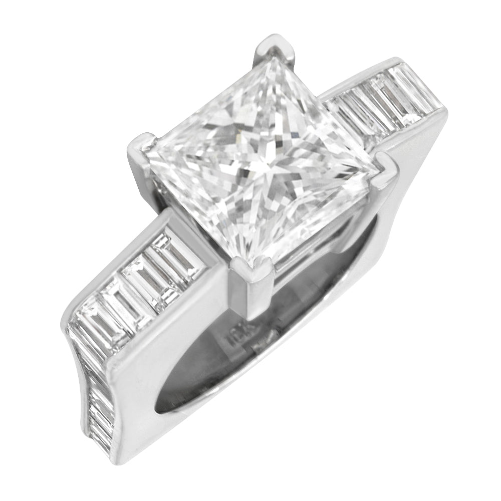 GIA Certified Princess Cut Diamond Solitaire Ring in 18KW
