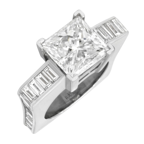 GIA Certified Princess Cut Diamond Solitaire Ring in 18KW