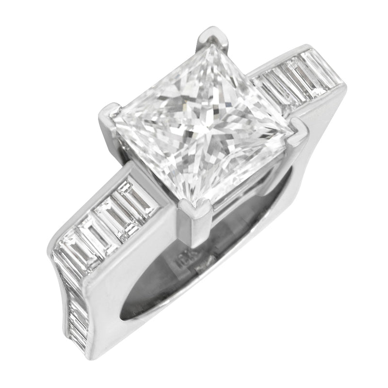 GIA Certified Princess Cut Diamond Solitaire Ring in 18KW