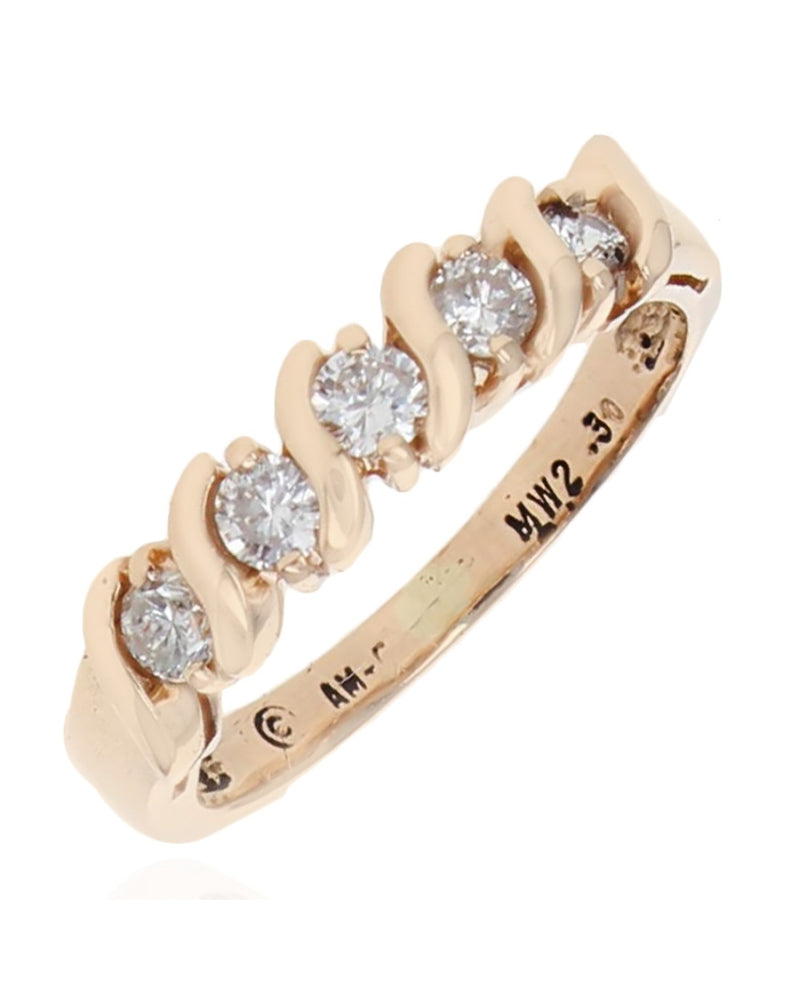 S Bar Diamond Ring in Gold