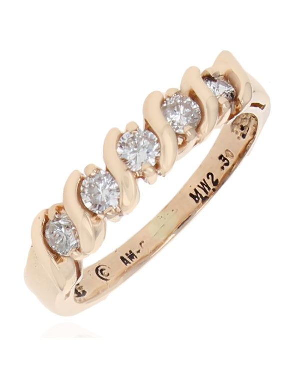 S Bar Diamond Ring in Gold