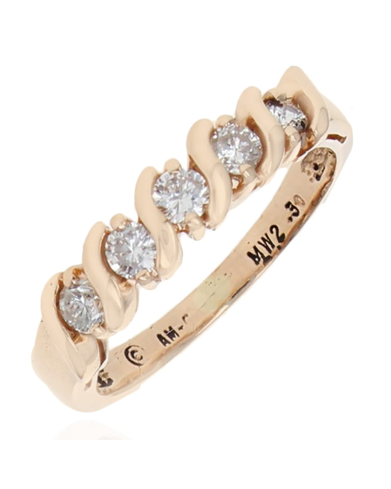 S Bar Diamond Ring in Gold