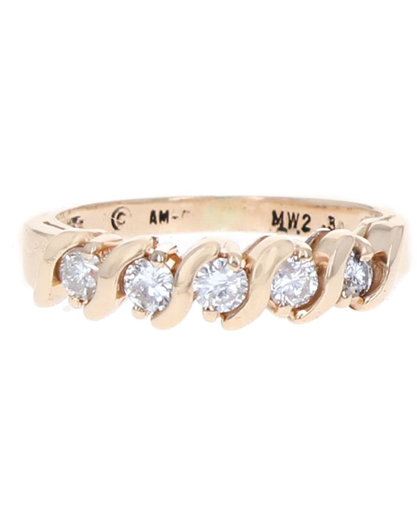 S Bar Diamond Ring in Gold