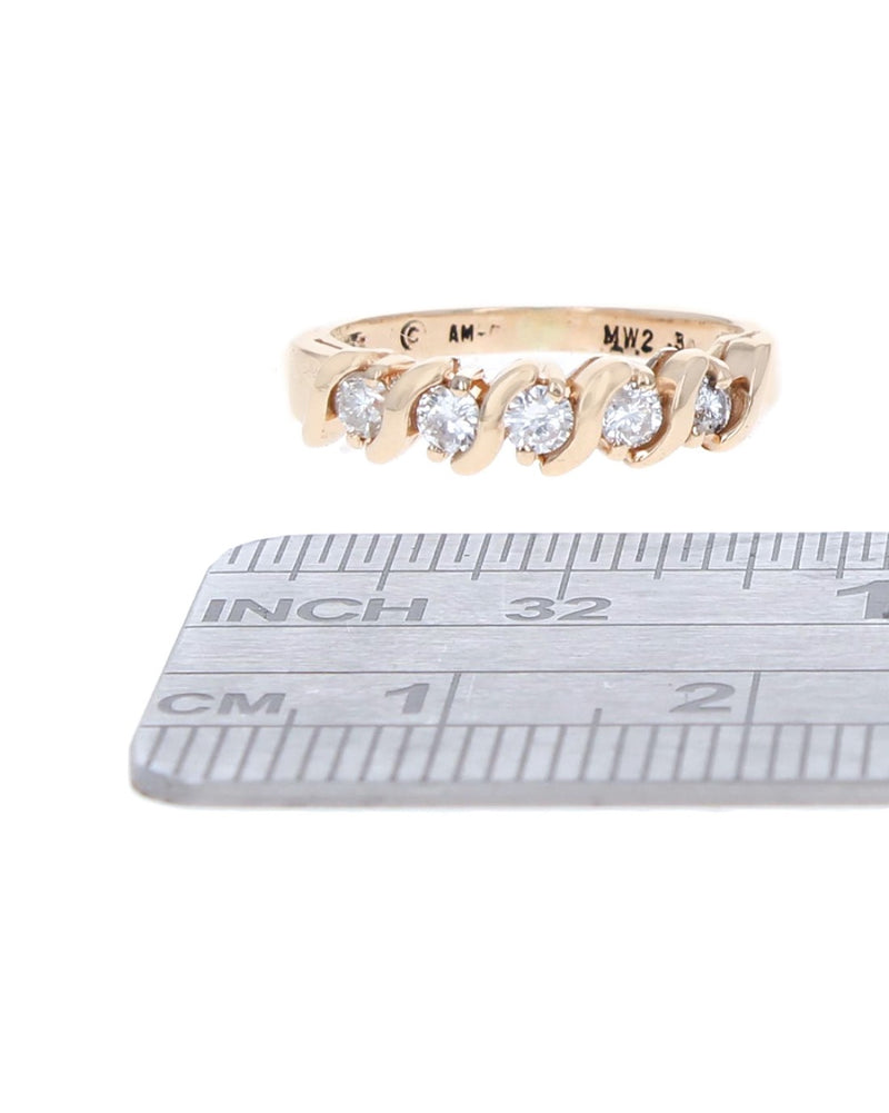 S Bar Diamond Ring in Gold