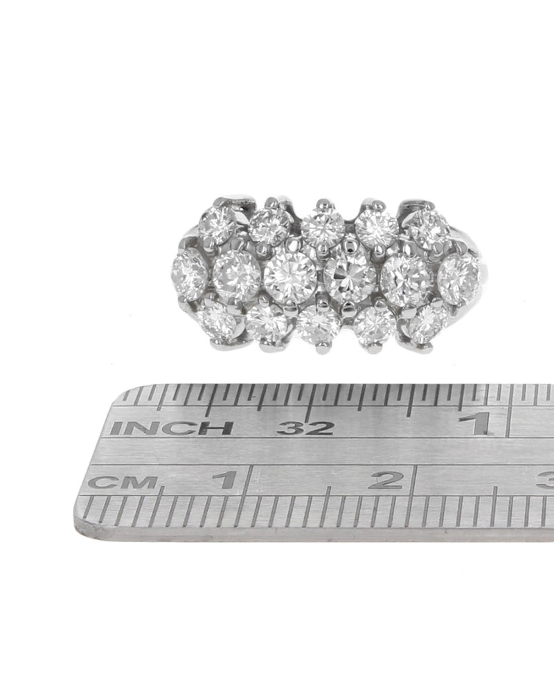 3 Row Diamond 0pen Shank Ring