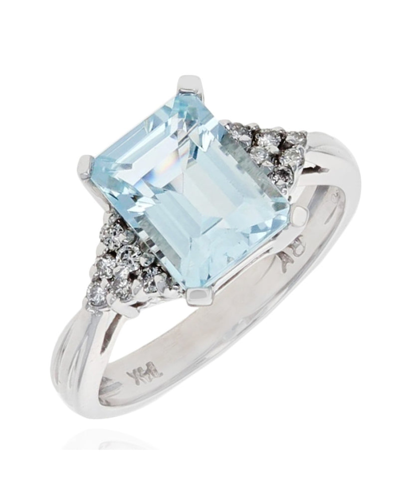 Aquamarine and Diamond Accent Ring